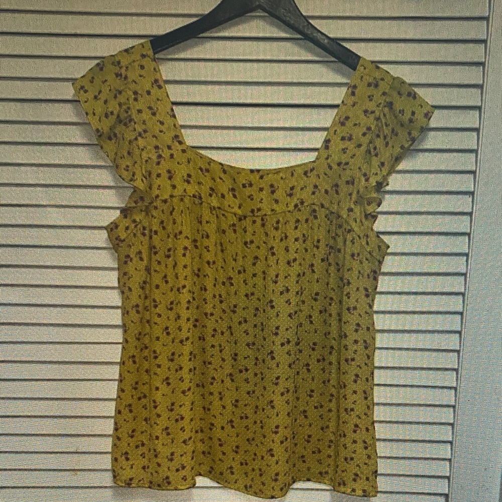 Women’s Olive Green Floral Square-Neck Top